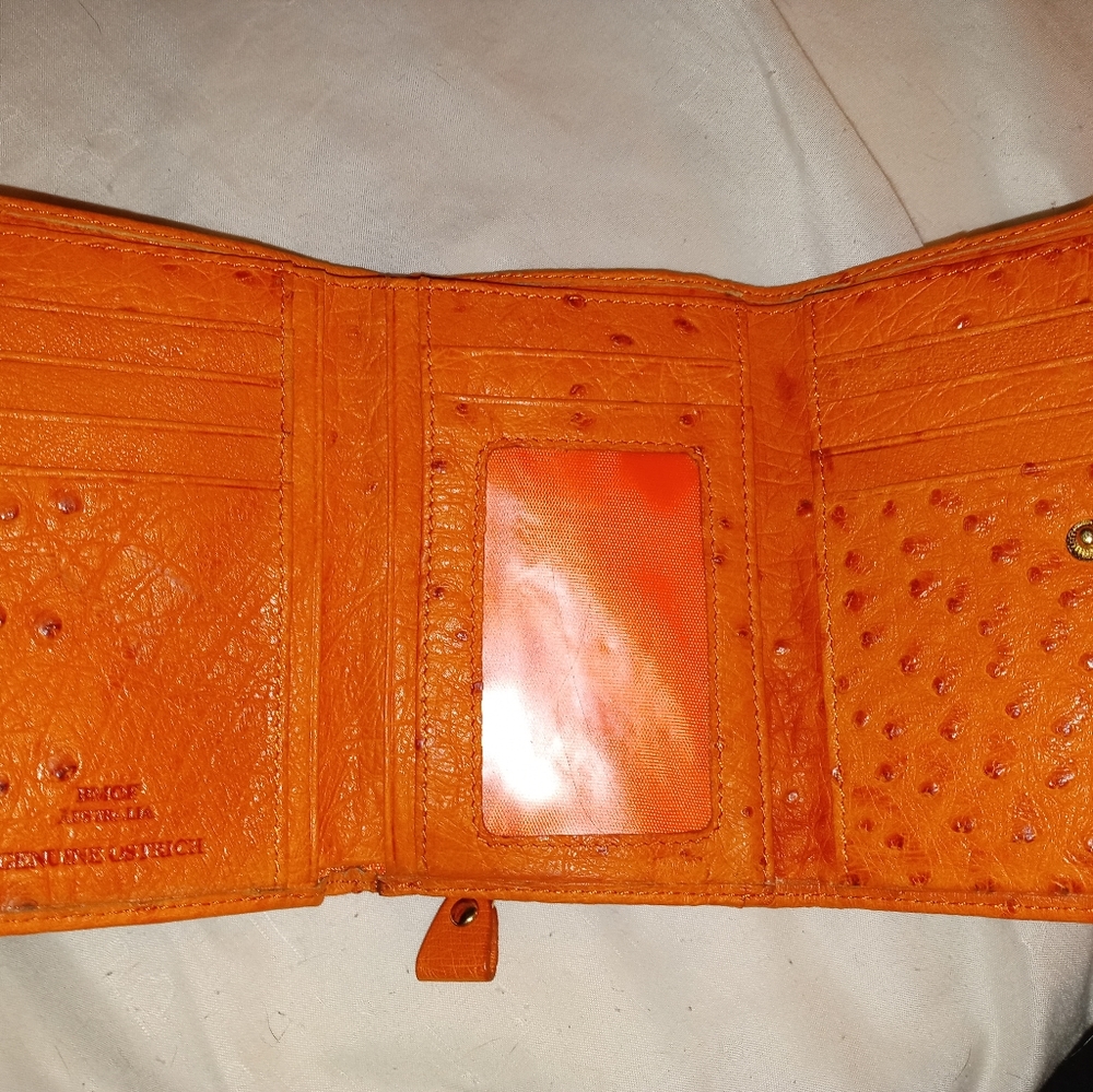 BMOF ORANGE GENUINE OSTRICH WALLET